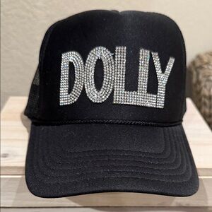OTTO Black Hat with Rhinestone Dolly Design